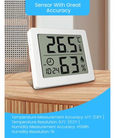 Pitasha Digital Thermo-Hygrometer - 3.2 LCD Desktop Thermometer & Hygrometer with Clock | Accurate Temperature & Humidity Measurement | International Shipping Available - Buy Online on GoSupps.com