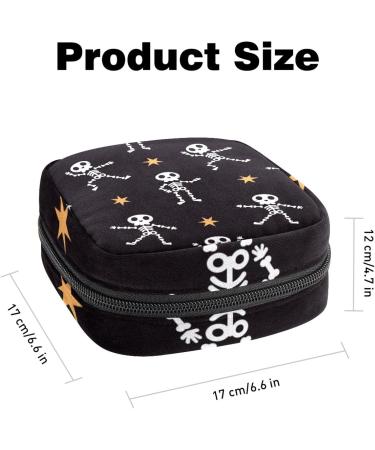 Skull Pattern Sanitary Napkin Storage Bag | Menstrual Cup Pouch & Makeup Organizer - Buy Online on GoSupps.com