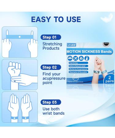 LYJEE Sea Sickness Wristbands - Motion Sickness Relief for Adults & Kids | Acupressure Anti-Nausea Bands for Pregnancy & Cruises - Large Size - Buy Online on GoSupps.com
