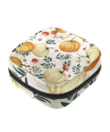 Guantierendiy Autumn Pumpkin Sanitary Napkin Storage Bag Large Capacity Menstrual Cup Pouch Girls Travel Portable Small Makeup Sanitary Pads Organizer Color 4