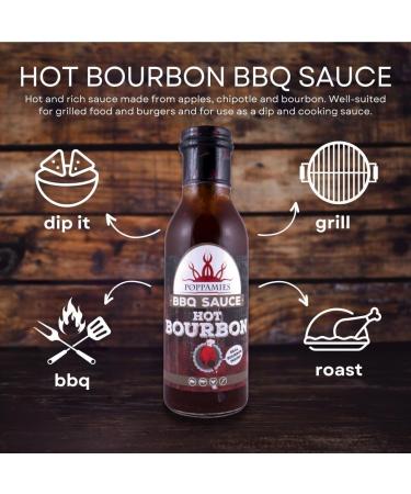 Poppamies Hot Bourbon BBQ Sauce - Ideal for Grilled Food & Burgers - Spiciness Level 6/10 - 410g - Buy Online on GoSupps.com