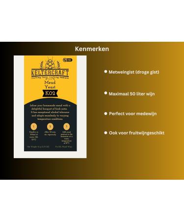 Keltercraft K02 With Yeast 2x 10g for 50L honey wine dry yeast wine yeast pure yeast - Buy Online on GoSupps.com