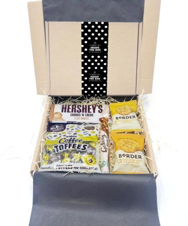 Inside the Box Gifts Coffee Gift Box with Biscuits and Chocolates (Coffee with Biscuits Sweets & Chocolate Flat Box) | Birthday Thank you Thinking of You Gift idea for Wife Mum Friend