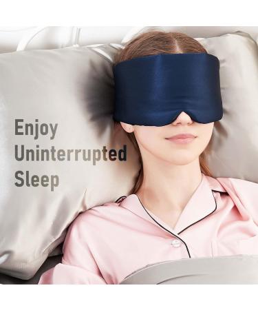 Nature Silk Sleeping Mask - Soft Featherweight Eye Mask with Adjustable Velcro Blackout - Large Wrap-Around Blindfold for Wild Sleepers (Navy Blue - Buy Online on GoSupps.com