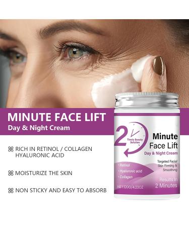2 Minute Face Lift Day & Night Cream Retinol & Collagen Moisturizer Deeply Nourishes Skin Significantly Reduces Wrinkles and Fine Lines Suitable for All Skin Types 4.23 Fl Oz - Buy Online on GoSupps.com