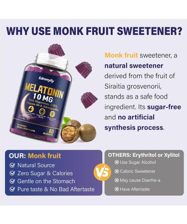 Edmmyliy Melatonin 10mg 20mg Gummies for Adults - 10mg of Melatonin Per Gummy with Magnesium, L-Theanine, GABA, Vitamin B6 & Ashwagandha - Supports Health Circadian Rhythm, Sugar Free & Vegan - Buy Online on GoSupps.com