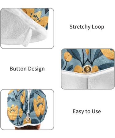Buy Seamless Yellow Flowers Leaves Hair Towel 2 Pack - Super Absorbent Quick Dry Hair Turbans for Women & Girls - Buy Online on GoSupps.com