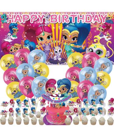 Shimmer and Shine Party Supplies Cake Toppers Balloons For Boys Girl Banner Backdrop Birthday Set Decor