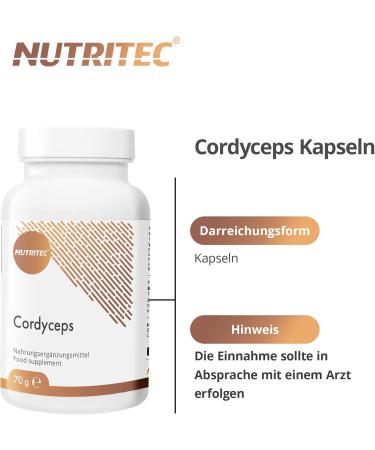 Nutritec Cordyceps Vital Mushroom 120 Capsules - High Dose Food Supplement with Acerola Extract | Boost Energy & Immunity - Buy Online on GoSupps.com