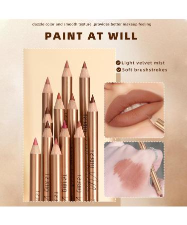 DENESTUP 12 pcs Lipstick Pencil Matte Lip Liner Set Plump Nude Lip Shape No Smudge Longwear Non-sticky High Pigmented Natural Lip Gloss Primer Makeup - Buy Online on GoSupps.com