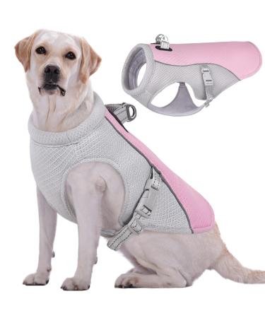 Kuoser cool vest for dogs dog cooling coat for hot summer days breathable & reflective safety vest for small medium dogs cooling jacket for activities outside training xxxl pink