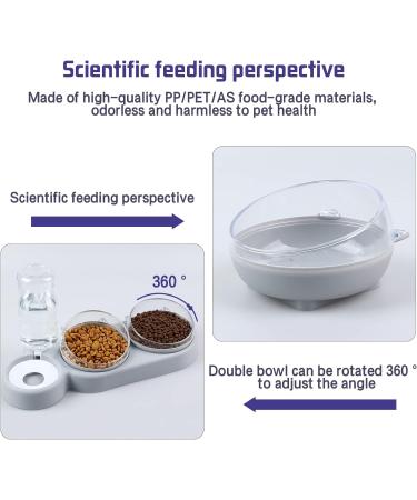 Auvstar 3-in-1 Cat Bowls with Stand - Tilted, Anti-Spill & Adjustable - Grey - Buy Online on GoSupps.com