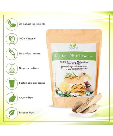 Naturel Anytime Multani Mitti Powder for Face & Body 500g - Fullers Earth Indian Healing Clay Mud Mask - Pure Natural Bentonite Clay for Skincare - Smooth Skin Brightening Clear Even Complexion - Buy Online on GoSupps.com