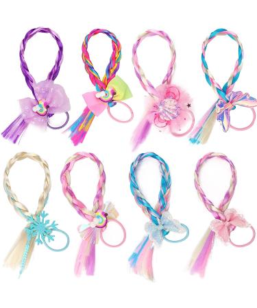 Rainbow Colored Braided Hair Extensions - 8 Pieces Ponytails for Women, Kids, Girls - Perfect for Parties, Cosplay, Dress Up - Buy Online on GoSupps.com