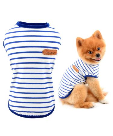 Smalllee_lucky_Store summer clothing for dogs striped T-shirt for small and medium-sized dogs cats boys girls sleeveless tea cup yorkie chihuahua clothing xl blue