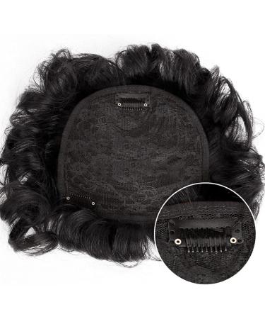 EREE HAIR Short Curly Human Hair Topper 4.7x5'' Topper Hair Pc Top Cilp in Human Hair Extensions Wavy Women Toupee Human Hair Wiglet HairPc for Thinning Hair(6'' Black) - Buy Online on GoSupps.com
