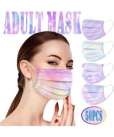 Goddess Accent 50 Pack Disposable Face_Mask Cute Floral Tie Dye Printed Protection for Adults Women - Buy Online on GoSupps.com