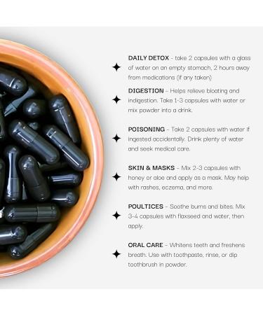 Schizandu Activated Coconut Charcoal Capsules- Supports Health - Vegan, Organic, Non-GMO, No Additives - X-Large Bottle 210 Count - Pack of 2 210 Count (Pack of 2) - Buy Online on GoSupps.com