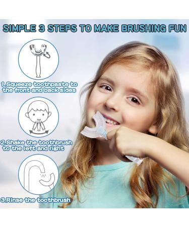 Kids U-Shaped Toothbrush 3 PCS | Soft Silicone Bristles | Age 2-8 | Suction Cup Base | Blue Green Pink - Buy Online on GoSupps.com