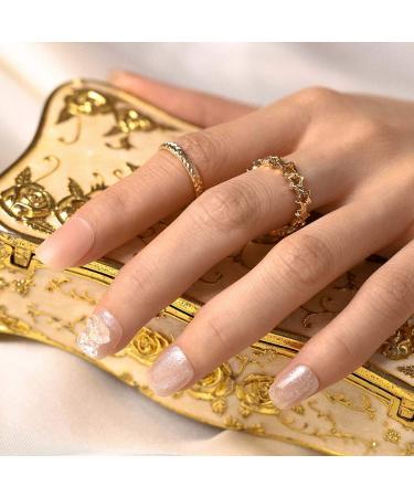 Sethexy French Short Pink Sparkle False Fingernails - 24 Glossy Acrylic Nail Tips with Glue for Women & Girls - Buy Online on GoSupps.com