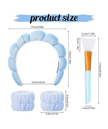 Jspupifip Spa Headband Set with Washband, Scrunchies, Cuffs for Face Washing - Makeup and Hair Accessory for Women and Girls (4 Blue) - Buy Online on GoSupps.com
