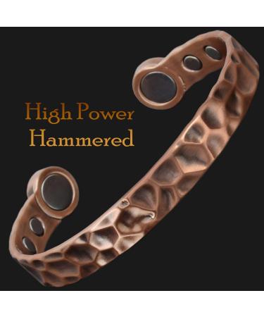 XL Mens Pure Copper Magnetic Bracelet Copper Bangle Holistic Magnetic Band with 6 Powerful Neodymium Magnets Unisex Adjustable Hammered Cuff-HM (XL: Wrist 22 24cm/8.6 9.5 ) - Buy Online on GoSupps.com