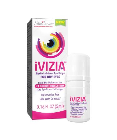 iVIZIA Sterile Lubricant Eye Drops for Dry Eyes, Preservative-Free, Moisturizing, Dry Eye Relief, Contact Lens Friendly, 0.16 fl oz Bottle