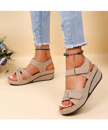 Bunion Corrector Sandals for Women - Arch Support Plantar Fasciitis House Shoes with Orthotic Flip Flops - Black Feather Heels 6.5 Wide Khaki - Buy Online on GoSupps.com