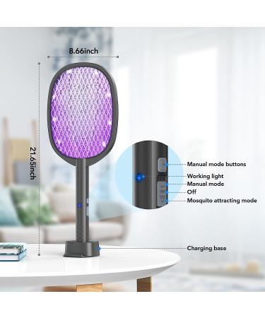 2 in 1 Electric Fly Swatter & Mosquito Zapper 4000V | USB Charging Base | Powerful Bug Zapper Racket | Indoor/Outdoor Use - Buy Online on GoSupps.com