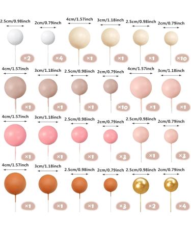 56 PCS Ball Cake Picks Colorful Ball Shaped Cake Topper Pearl Balls Cupcake Cake Insert Topper for Birthday Party Wedding Decoration Supplies Apricot Series Seven Colors - Buy Online on GoSupps.com