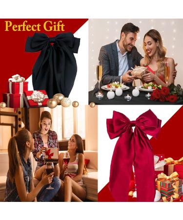 3 Pcs Big Hair bow Hair Bows for Women Bow Hair Clip Elegant Solid Color French Barrette Bows For Hair With Soft Long Silky Satin Hair Barrettes Accessories Bow Hair Clips for Women Girls Black+Red+Cream - Buy Online on GoSupps.com