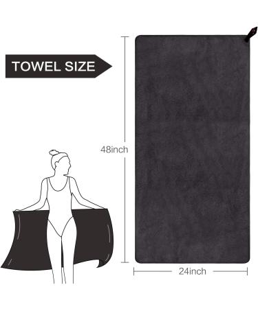 Sunland Microfiber Gym Bath Towel - Ultra Soft & Super Absorbent - 24 x 48 - Black - Buy Online on GoSupps.com