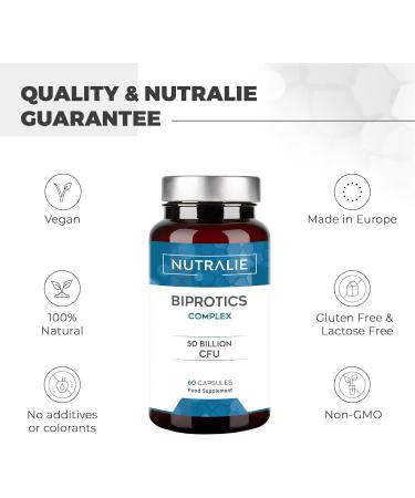 Biprotics 50 Billion CFU's | 10 Natural Strains for Defenses and Intestinal Flora | 60 Gastroresistant Capsules for Better Absorption - Nutralie - Buy Online on GoSupps.com