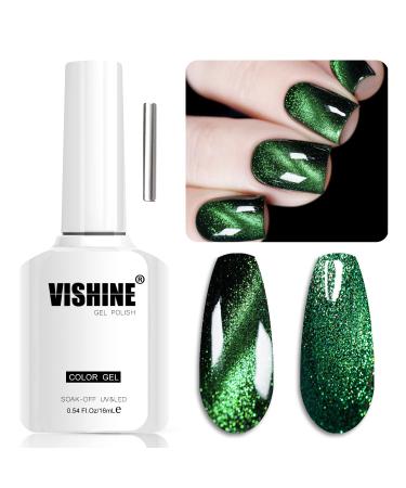 Vishine 9D Cat Eye Green Gel Nail Polish - Galaxy Chameleon UV Gel - Soak Off Manicure for DIY & Salon - 16ml M193 - Buy Online on GoSupps.com
