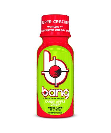 Bang Energy Shots, Candy Apple Crisp, World's 1st Carbonated Energy Shot with Super Creatine, 3 Fl Oz, (Pack of 12)