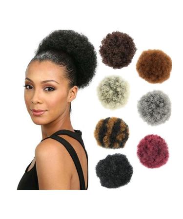 Hair Bun Hairpiece for Women Afro Puff Drawstring Ponytail Extension for Black Women Short Synthetic Hair Bun Curly Chignon Clip in Kinky Curly Drawstring Hairpiece Extensions Hair Chignons(30)