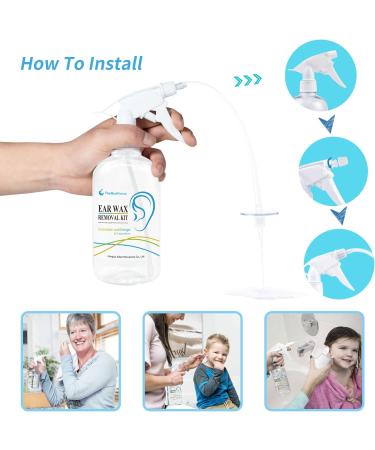 TopQuaFocus 500ml Earwax Remover Ear Cleaner Irrigation Tool Ear wax Removal Flushing System Earwax Cleaning Spray Bottles Ear Flush System for Adults & Kids (16.9oz) - Buy Online on GoSupps.com