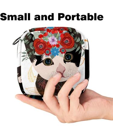 Artistic Cat Binding-Up Bags for Women | Portable Menstrual Pad & Tampon Holders | Stylish Storage Solutions for School & Office - Buy Online on GoSupps.com