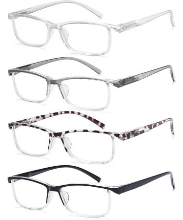 EYEURL 4-Pack Half Reading Glasses for Women | Rectangle Blue Light Glasses | Spring Hinge Readers for Men | 2.75 x Magnification - Buy Online on GoSupps.com