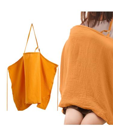 Breathable Breastfeeding Cover Soft Cotton Nursing Cover Breast Feeding Coverall with Adjustable Strap Muslin Nursing Cover Breastfeeding Lightweight Breastfeeding Shawl for Outdoor (Yellow)