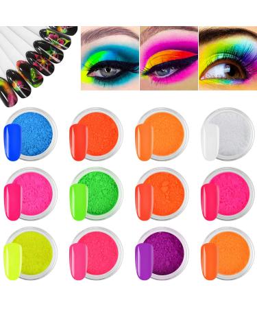 Ebanku 12 boxes pigment nail powder fluorescent colorful pigment nail powder neon fluorescent nail glitter dust nail pigment for diy nail art decoration - Buy Online on GoSupps.com