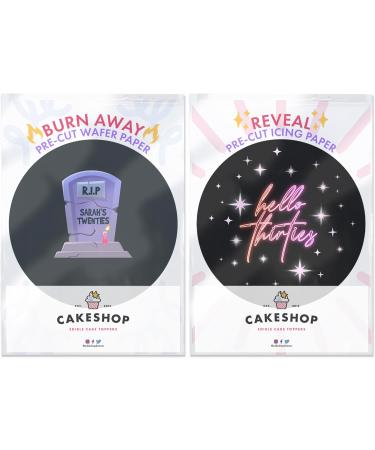 Cakeshop Burn Away Cake Edible Topper Pack | 1 x Icing sheet & 1 x Wafer Sheet | Goodbye Hello Pink All Ages & Occasions | Personalise With Your Custom Ages | Multiple Shapes & Sizes to Choose Prime - Buy Online on GoSupps.com