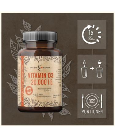 Vitamin D3 20000 IU - High-Dose 365 Tablets | Premium Vitamin D Supplement for Immune Support - Shop Internationally - Buy Online on GoSupps.com