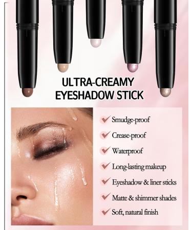  LYSdefeu Shimmer Creamy Eyeshadow Stick Long-Lasting Waterproof Easy Glide Twist-Up Eyeshadow Pencil - Buy Online on GoSupps.com