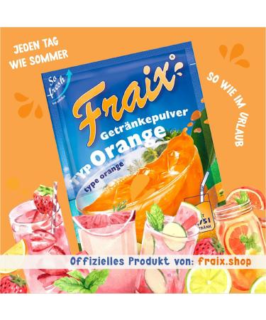 FRAIX Orange Powder Drinks 50 Pack (50 x 100g) - Instant Fruit Powder with Fruity Flavour - Perfect Fruit Powder for On the Go Birthday Parties - Buy Online on GoSupps.com