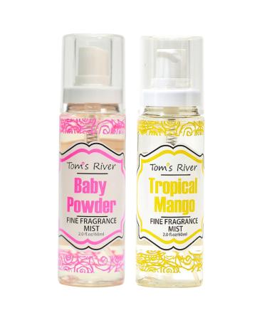 Infinix Fine Fragrance Mist Set - Baby fresh powder & Tropical Mango - 2 fl oz/60ml - Pack of 2 Body Spray for Women Gentle and Long Lasting Perfume for Men & Women For Daily Use