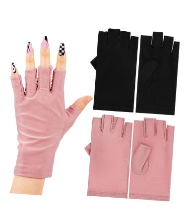 Healvian 2 Pairs UV Gloves Nail Art Supplies Nail Molding Gel Sun Gloves UV Manicure Gloves UV Protection Gloves Hand Gloves for Protection UV Rays Gloves UV Shield Glove Anti Gloves Cotton