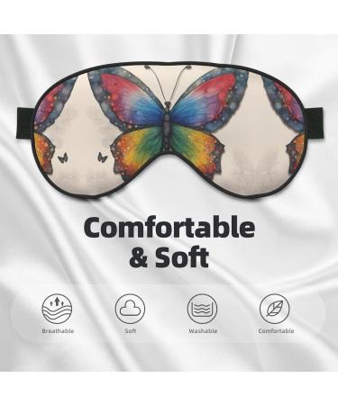 SSIMOO Rainbow Butterfly Print Eye Mask - Ultra-Soft Light-Blocking for Restful Sleep | International Shipping - Buy Online on GoSupps.com