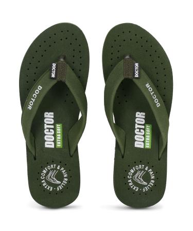 DOCTOR EXTRA SOFT Women's Ortho Care Orthopaedic and Diabetic Feel Good Super Comfort Dr Sliders Flipflops and House Slippers for Women s and Girl s OR-D-16 3 Olive