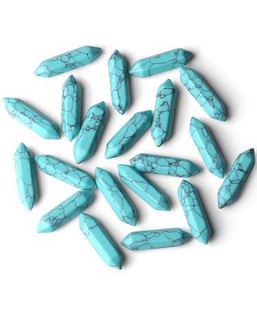 Xiannvxi 20 pieces of medicinal crystals crystals set green turquoise stone stone gemsteine natural healing crystal set polished drum stones magic wand Reiki bulk six-socket points witchcraft gift green t rki-20pcs